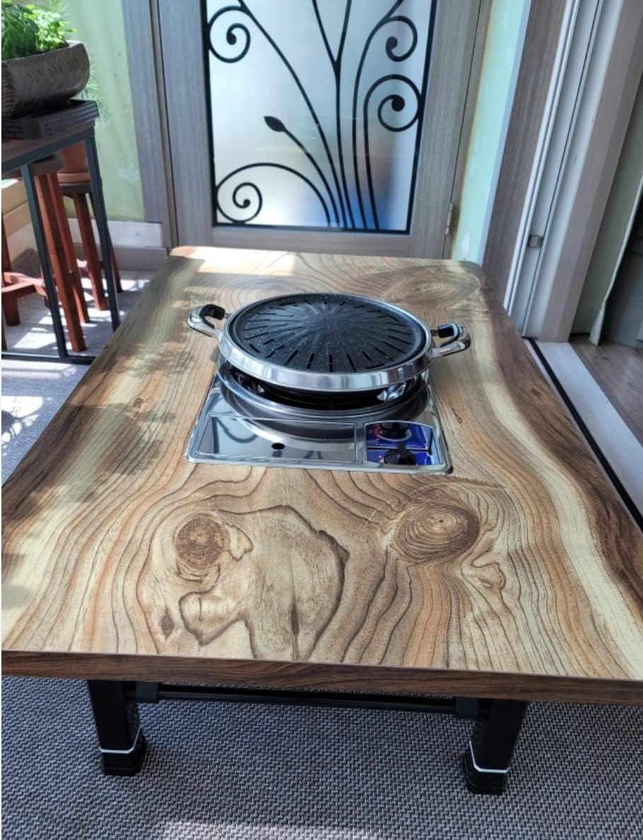 Korean BBQ Table, K BBQ, Korean Sitting Meat Grill, Household Restaurant Low Foldable Table(Log)