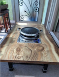 Korean BBQ Table, K BBQ, Korean Sitting Meat Grill, Household Restaurant Low Foldable Table(Log)
