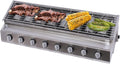 8-Burner Gas Grill Portable LPG Stove, Tabletop BBQ Grill Stainless Steel Korean BBQ Grill for Outdoor Cooking Camping, Height Adjustable, Stainless Steel Griddle
