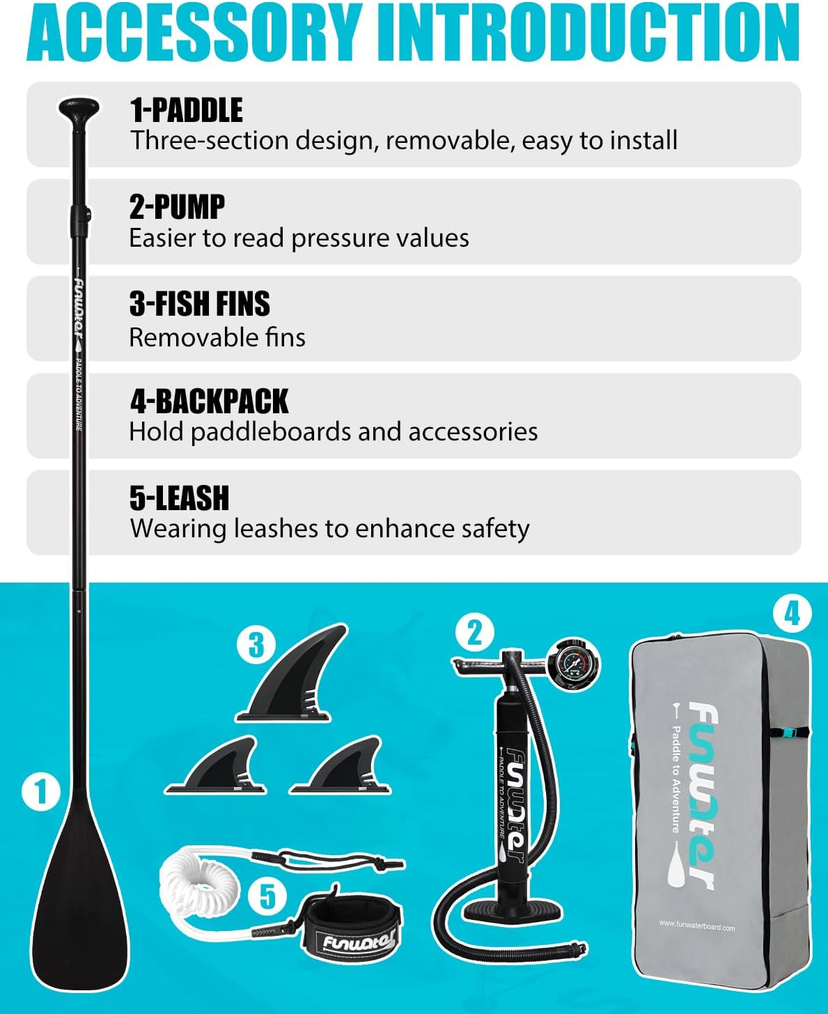 FunWater Inflatable Ultra-Light Stand Up Paddle Board for All Skill Levels with Premium SUP Paddleboard Accessories,Non-Slip Comfort Deck for Youth & Adults