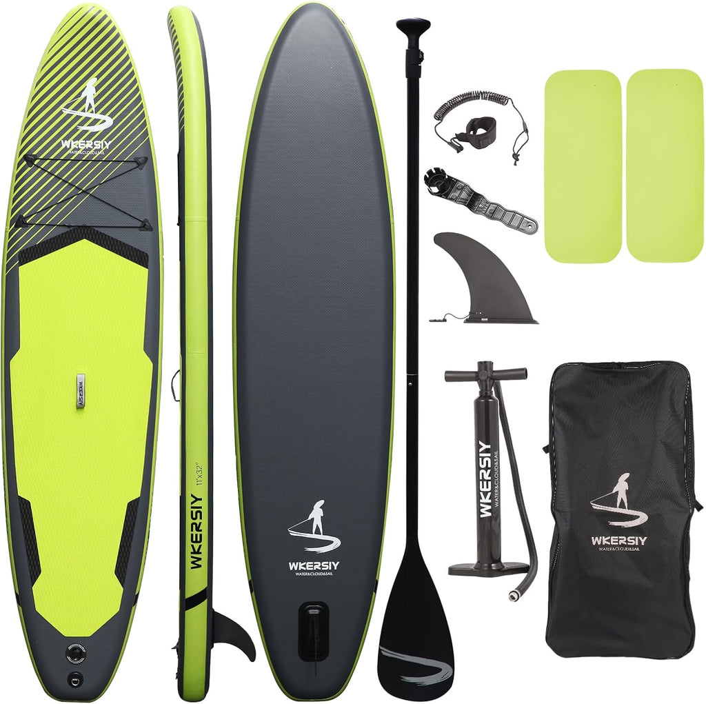 11'32'6 Premium Inflatable Stand Up Paddle Boards with Durable SUP Paddle Board Accessories Wide Stable Design Includes Backpack Required Parts Non-Slip Comfort Deck for Youth & Adults