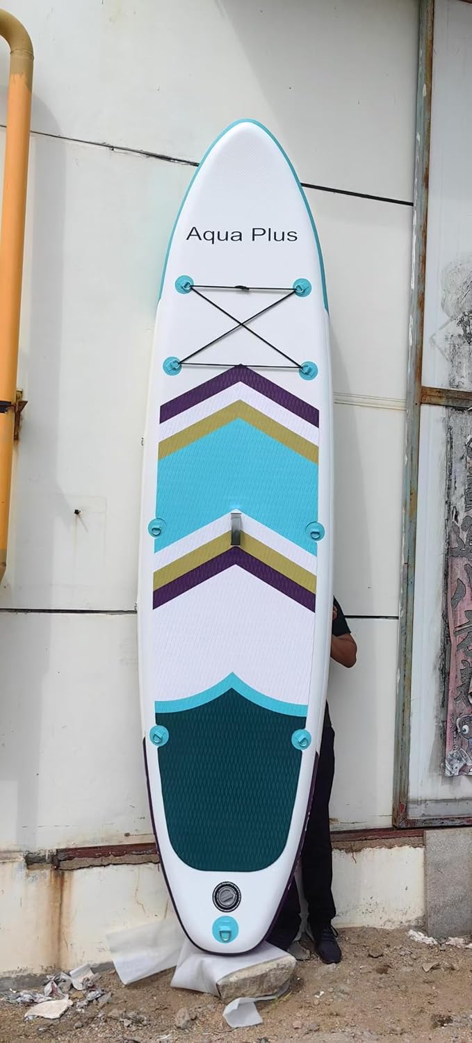 Aqua Plus 6inches Thick Inflatable SUP for All Skill Levels Stand Up Paddle Board,Paddle,Pump,ISUP Travel Backpack, Leash,Shoulder Strap,Youth,Adult Inflatable Paddle Board