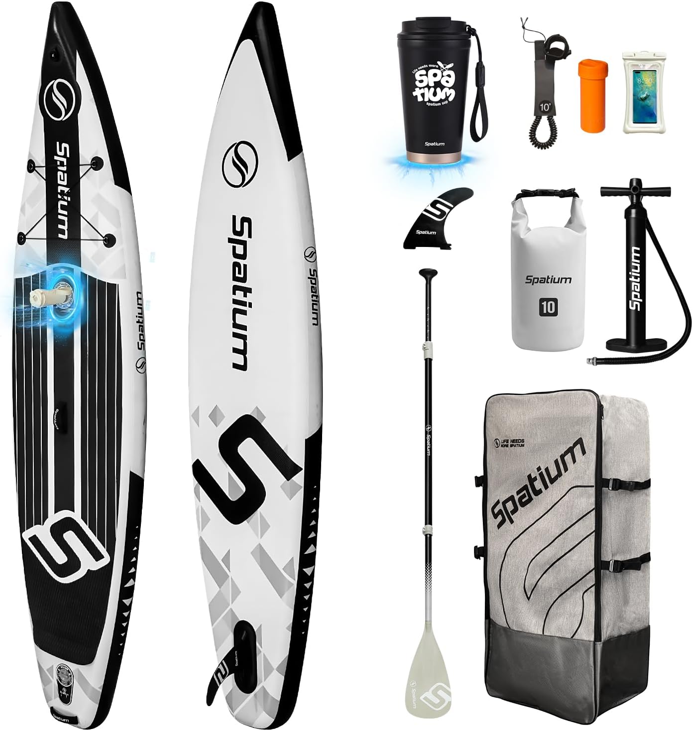 Spatium 11'5'x32' Magnetic Cup Holder Touring Paddle Board Stand Up Paddle Board for Adults,440lb Capacity SUP Board with Camera Mount for Youth & Adults of All Skill Levels