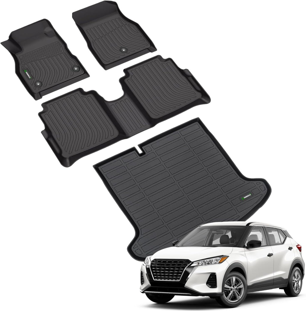 ANBINGO® Floor Mats & Cargo Liner for 2018-2024 Nissan Kicks / 2025 Kicks Play, Car Mats All Weather Floor Liners Protection TPE Anti-Slip Full Set Custom Mats Accessories