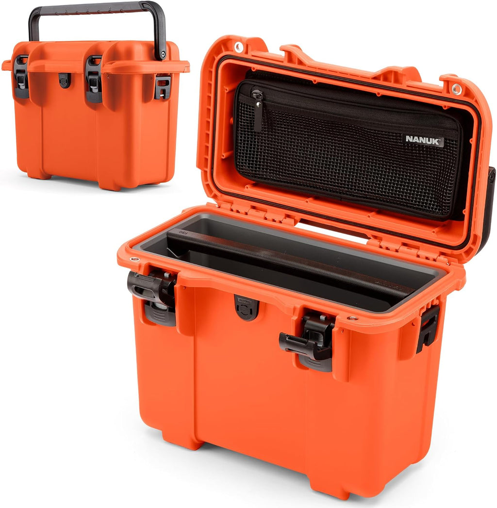 NANUK Trail 15 – 15.9L (4.2-Gallon) Waterproof Storage Box – Cargo Case with Modular Dividers for Camping, Fishing & Outdoor Storage - Dustproof and Impact Resistant (12.9' x 9.7' x 10.3') – Orange