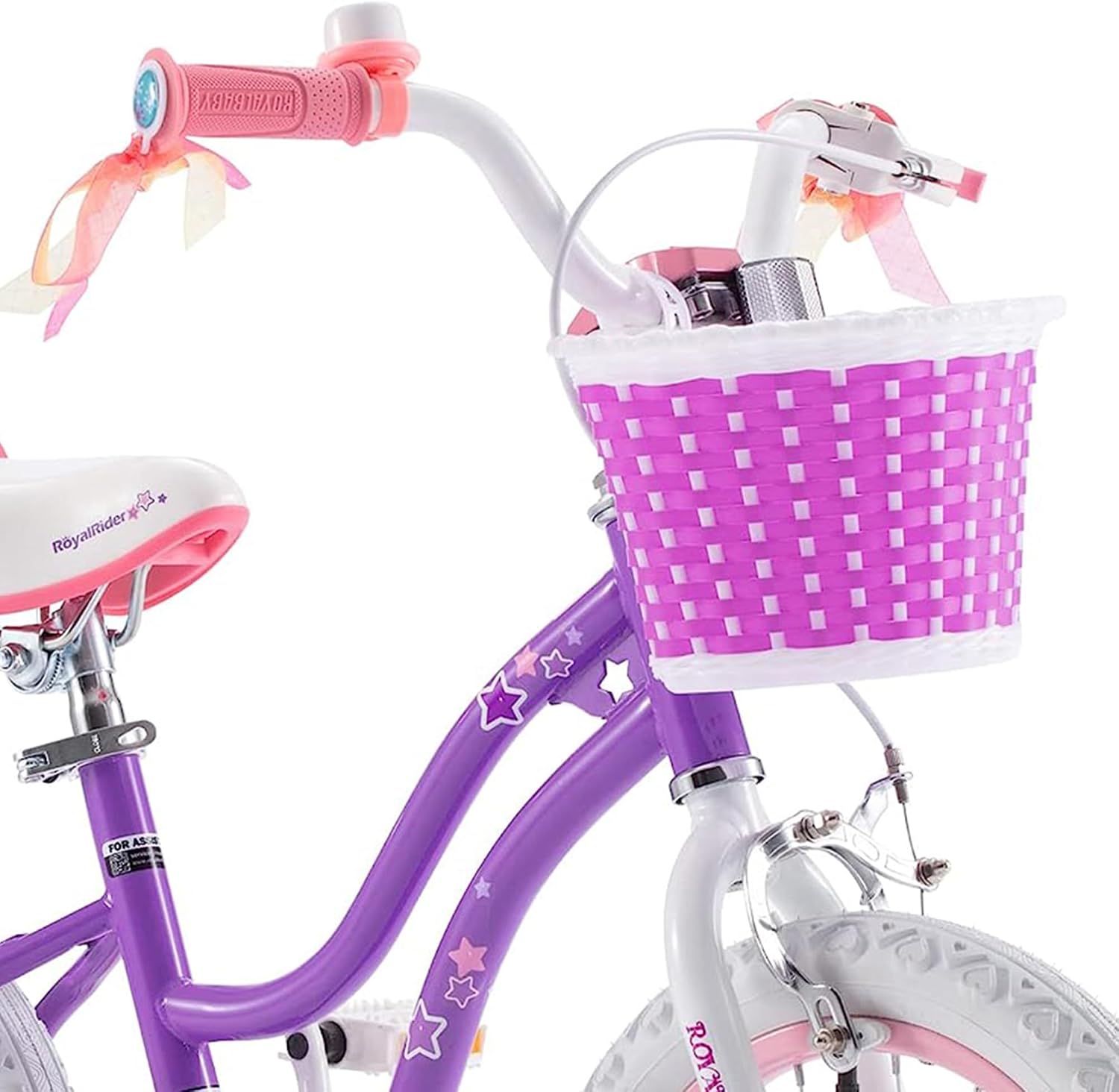 RoyalBaby Stargirl 16 Inch Kids Outdoor Bicycle with Kickstand, Accessory Basket, Bell, and Safety Training Wheels for Ages 4-7, Purple