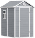 6x4.5 Resin Outdoor Storage Shed with Enhanced Roof Runoff & Floor, Secure Hidden Screws Design, Durable Build for Deck, Pool Supplies, and Versatile Storage, Aritic Light Grey