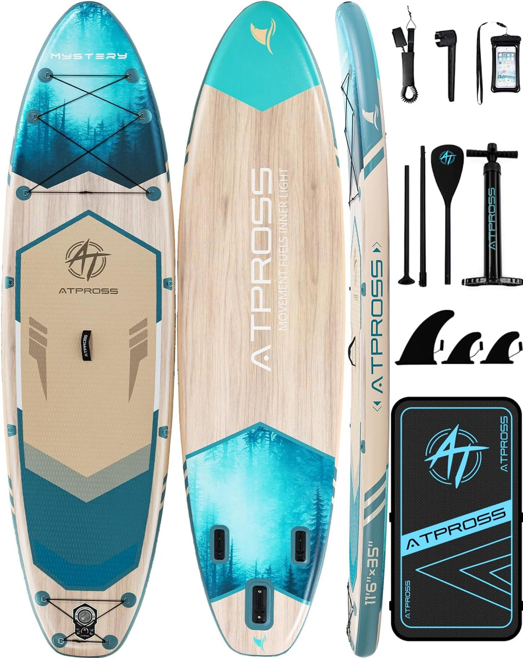 11'6'x35' Inflatable Paddle Board, 450lbs Extra Wide Stand Up Paddleboard for Adults with Premium SUP Accessories Kit & Backpack, Blow Up Kayak Non-Slip Stable Deck Boat for Yoga Fishing Surf