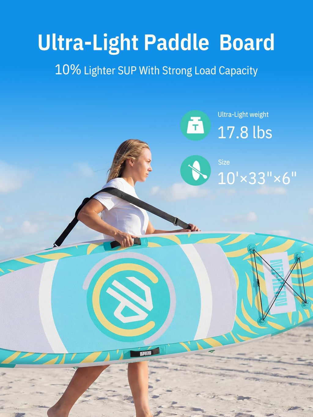 Niphean（Ultra-Light） Inflatable Paddle Board with StabilTrac Fin and Durable SUP Accessories, 10' Stand Up Paddle Boards for Adults & Youth, Versatile Yoga Paddle Board, Gift Ideas