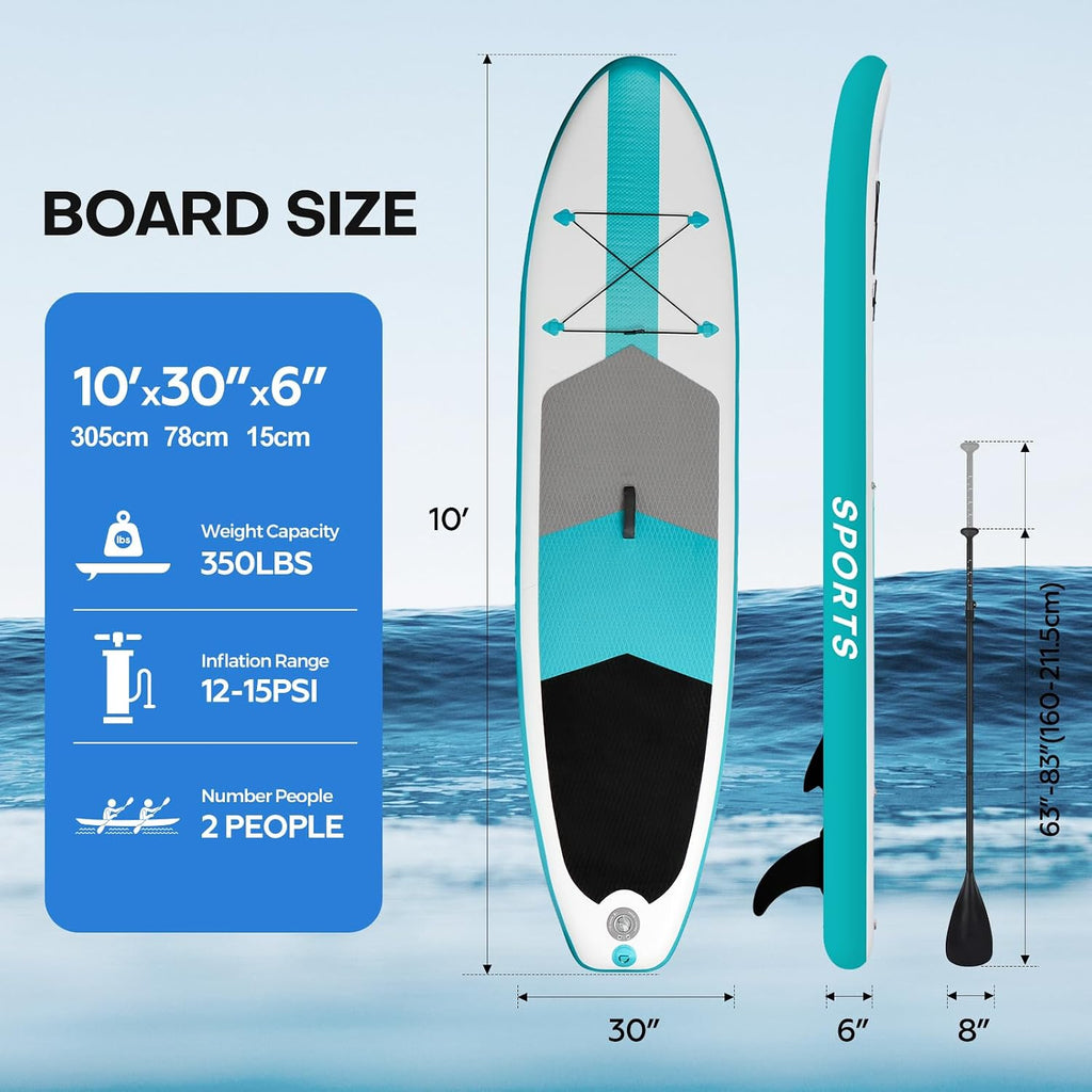 Panana Inflatable Stand Up Paddle Board 10'/10'8''x30''/32''x6'' iSUP Non-Slip Deck Paddleboard for Adults Beginners Youth, with Paddle Pump Fins Leash Backpack