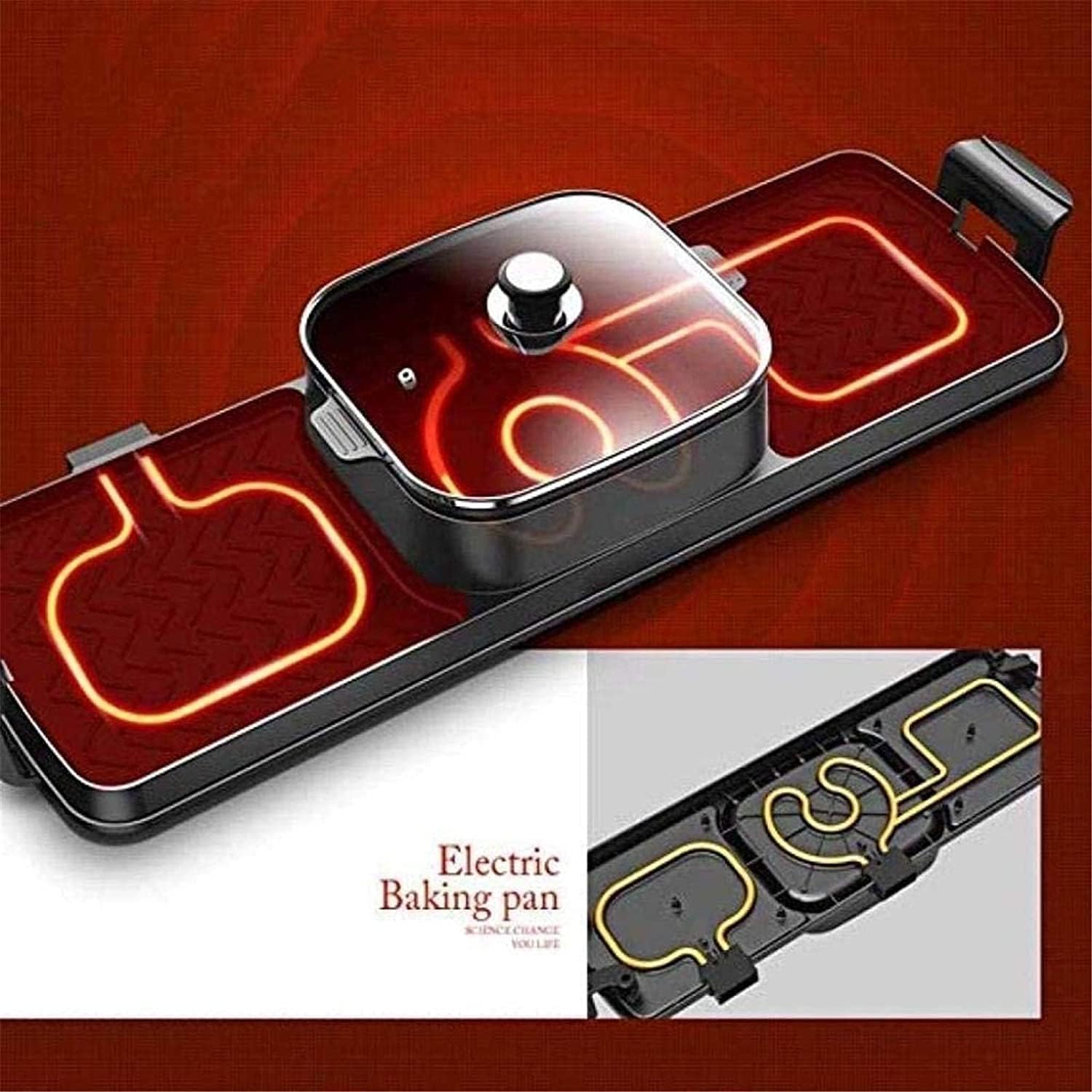 Indoor Korean Barbecue Grill BBQ - The Electric BBQ Grill and Hot Pot. Tabletop Grill and Fondue with Ceramic Coating.2000W,Portable Nonstick Griddle