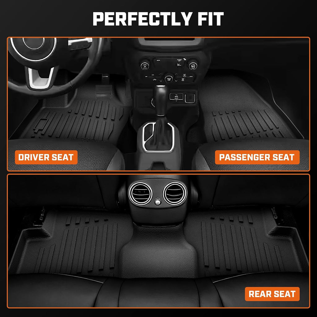 Mixsuper Renegade Floor mats-Floor Mat & Cargo Liner for Jeep Renegade 2015-2023 (Not for Sport),All Weather TPE Floor Liners Protection for Renegade Accessories,Full Set Anti-Slip Car Mats,Black