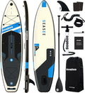 Inflatable Stand Up Paddle Board Includes Paddle, Dual Action Pump, and Accessories 11ft Lightweight iSUP, 33'*6' Wide Stable Design, Anti-Slip EVA Deck, Paddle Board for Adults