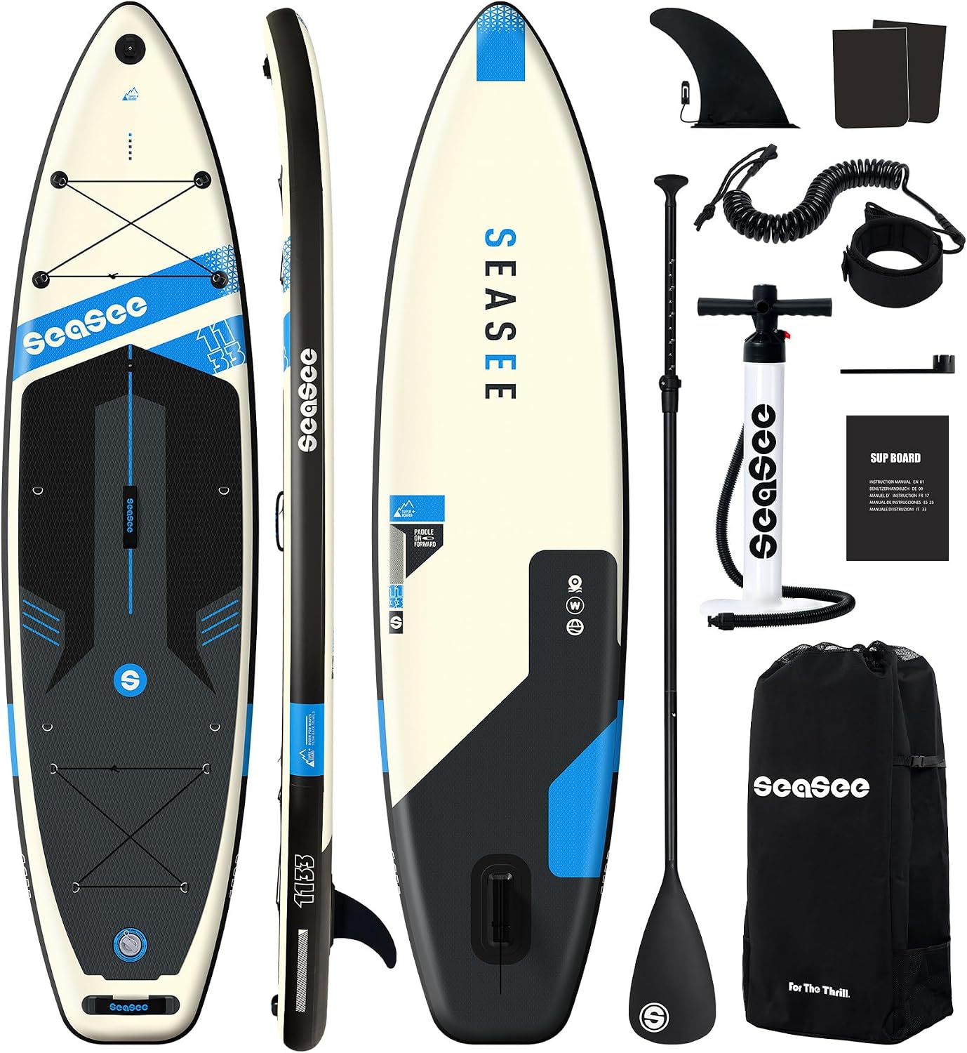 Inflatable Stand Up Paddle Board Includes Paddle, Dual Action Pump, and Accessories 11ft Lightweight iSUP, 33'*6' Wide Stable Design, Anti-Slip EVA Deck, Paddle Board for Adults