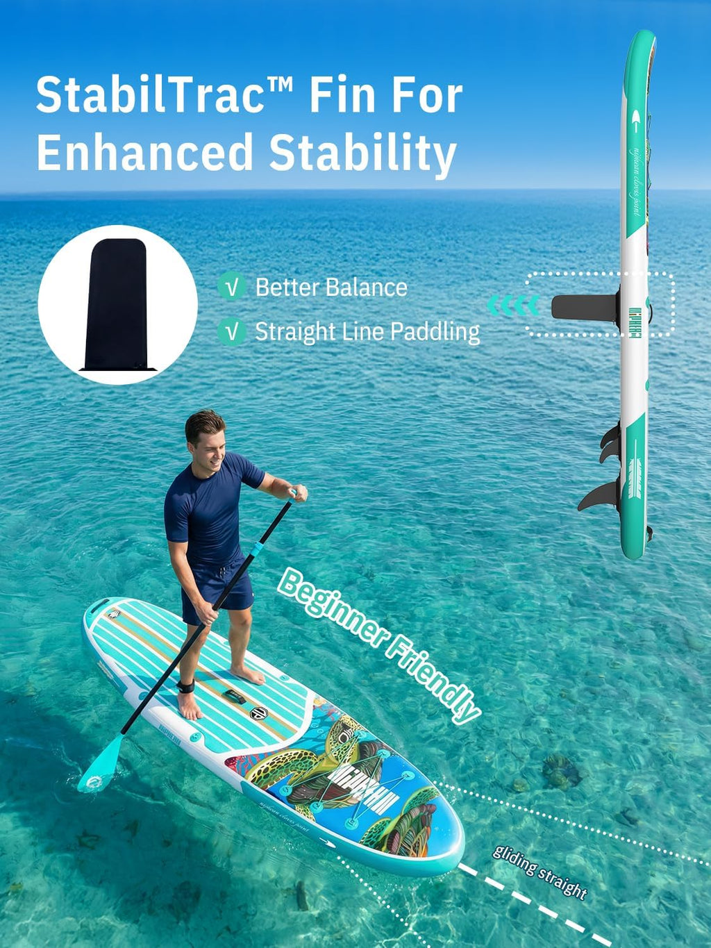 Niphean Inflatable Stand Up Paddle Board with SUP Accessories, Anti-Slip EVA Deck, 10'6'' Inflatable Paddle Boards for Adults & Youth of All Skill Levels