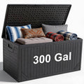300 Gallon Outdoor Deck Box, Waterproof Outdoor Thick Resin Storage Box for Patio, Garden, Pool Equipment, and Outdoor Cushions (Black)