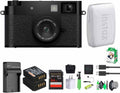 FUJIFILM X Half Premium Compact Digital Camera (Black) Bundle with Fuji INSTAX MINI Link 3 Smartphone Printer (Clay White) + Instax Mini Film + Extra Battery + Charger + 64GB Memory Card + More