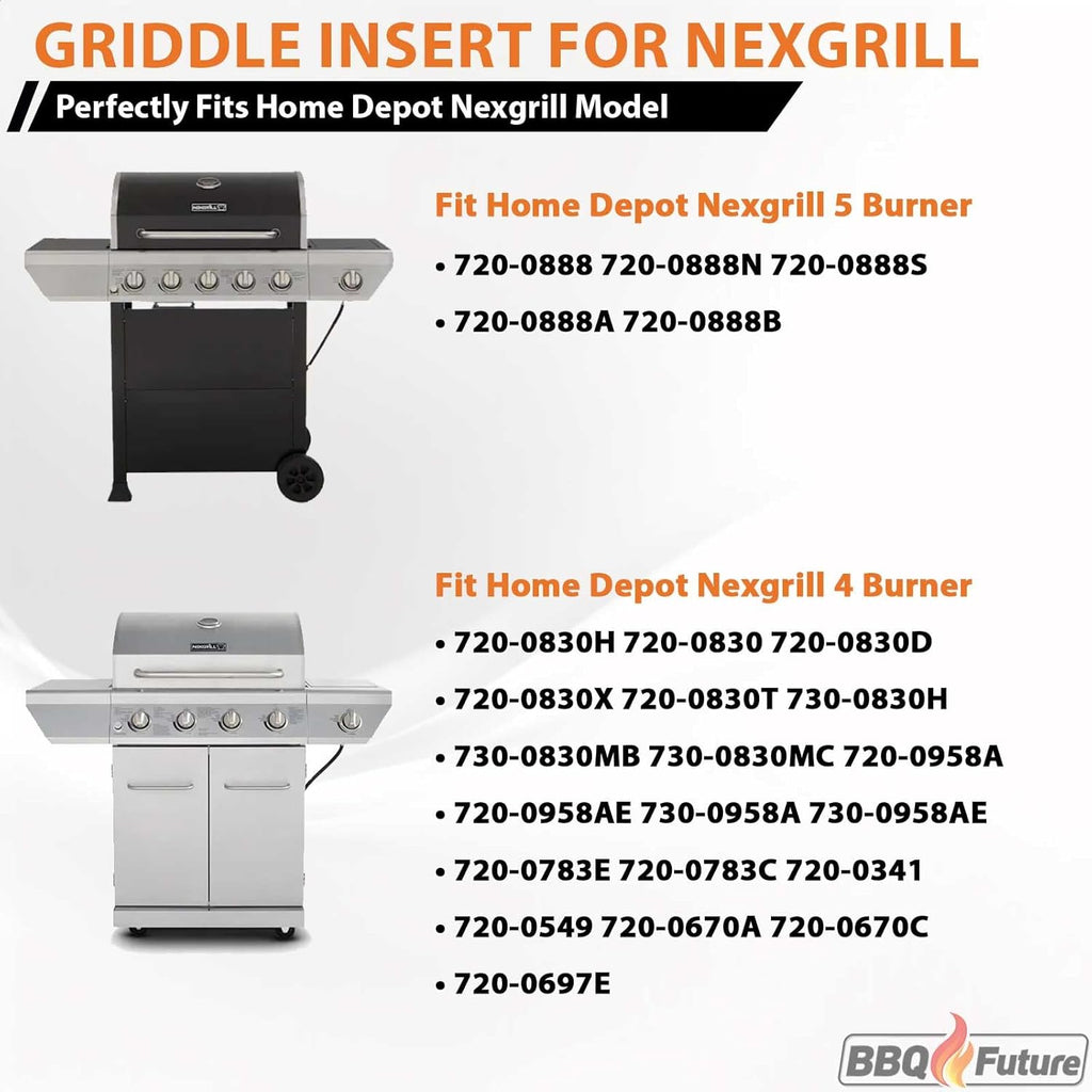 Full Size Griddle Insert with Spatula Set for Home Depot Nexgrill 5 Burner 720-0888 720-0888N, Flat Top Plate Replacement Parts for Nexgrill 4 Burner 720-0830 720-0830H Gas Grill Models, Carbon Steel