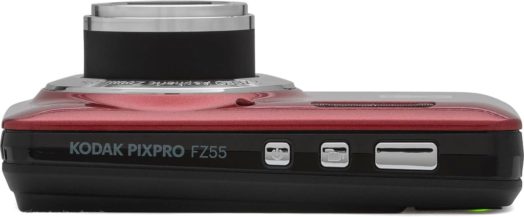 Kodak PIXPRO FZ55 Red 16MP Digital Camera 5X Optical Zoom 28mm Wide Angle 1080P Full HD Video 2.7' LCD Camera + 64GB Card and Reader + Case + Memory Wallet + Tripod + Cleaning Bundle