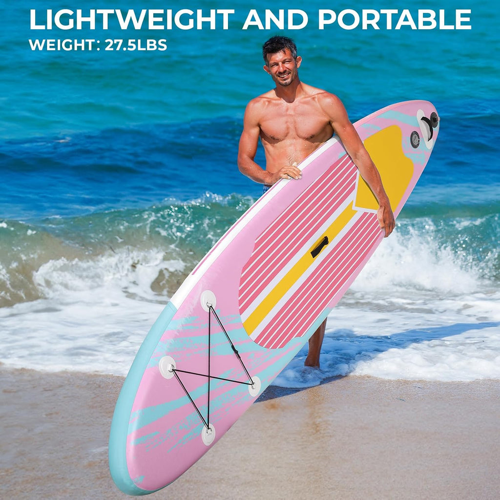 TLSUNNY 10/11/12FT Inflatable Stand Up Paddle Board W/SUP Accessories, Surf Board W/ 3 Fins Paddleboard, 12-15 PSI Hand Pump, Repair Kit, Straps, Carrying Bag for Youth & Adults All Skills