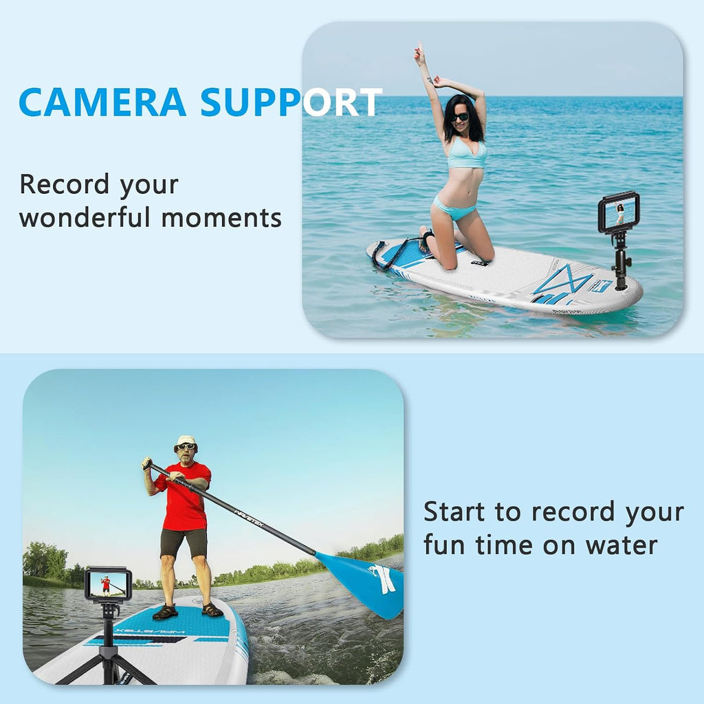 Inflatable Paddle Board, Stand Up Paddleboard with SUP Camera Seat, Wide Stance, Blow Up Paddle Board, ISUP Backpack, Pump, 3 Fins, 17.4lbs Ultra-Light Paddle Boards for Adults & Youth