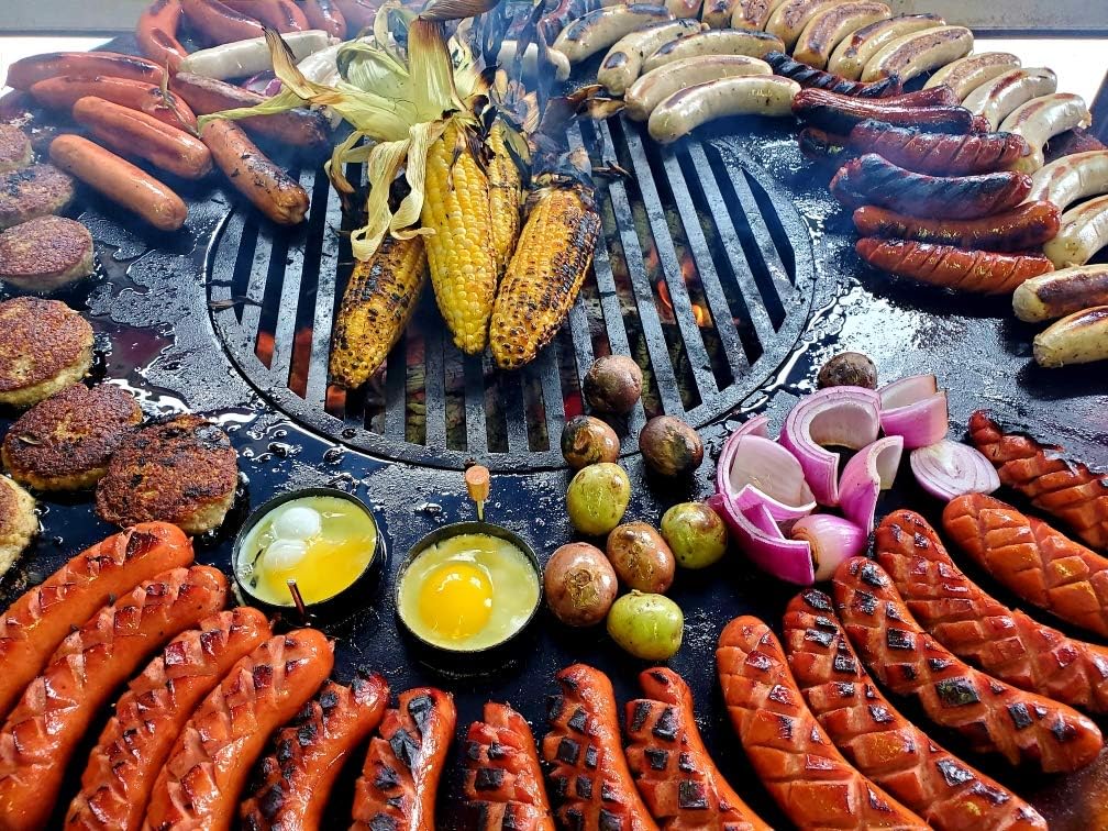 ARTEFLAME Charcoal BBQ Grill, Griddle, and Fire Pit Bundle | Gourmet Outdoor Cooking Essentials | Steakhouse Searing Set (40' Low Euro Base with 2 Grilling Accessories) MADE IN USA