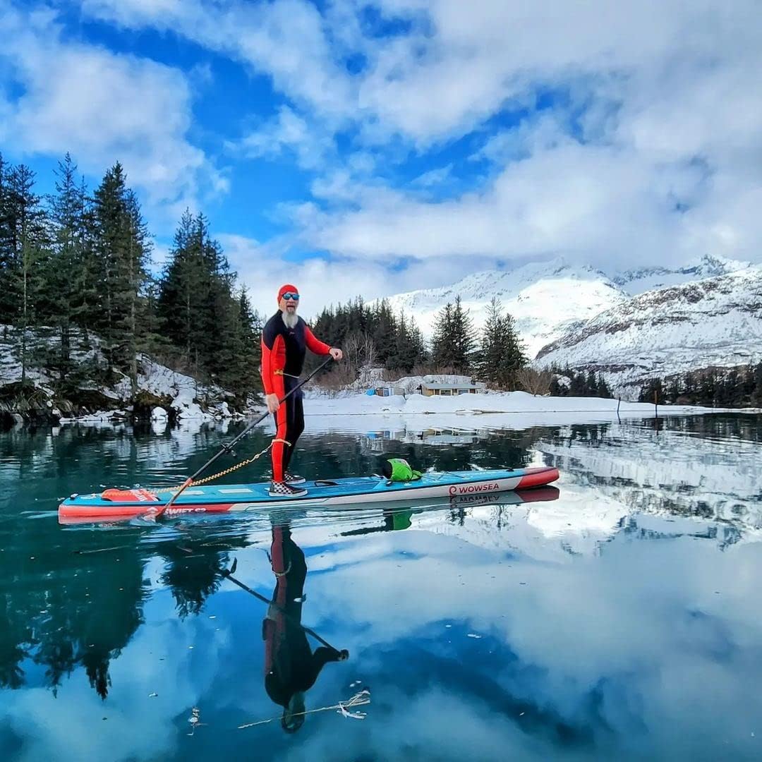 WOWSEA Swift S2 Inflatable Paddle Board, Exploring and Stable SUP Board, Sport & Racing Paddle Board with Action Camera Mount, Nice iSUP Board for Aquatic Exercise and Professional Paddlers (14')