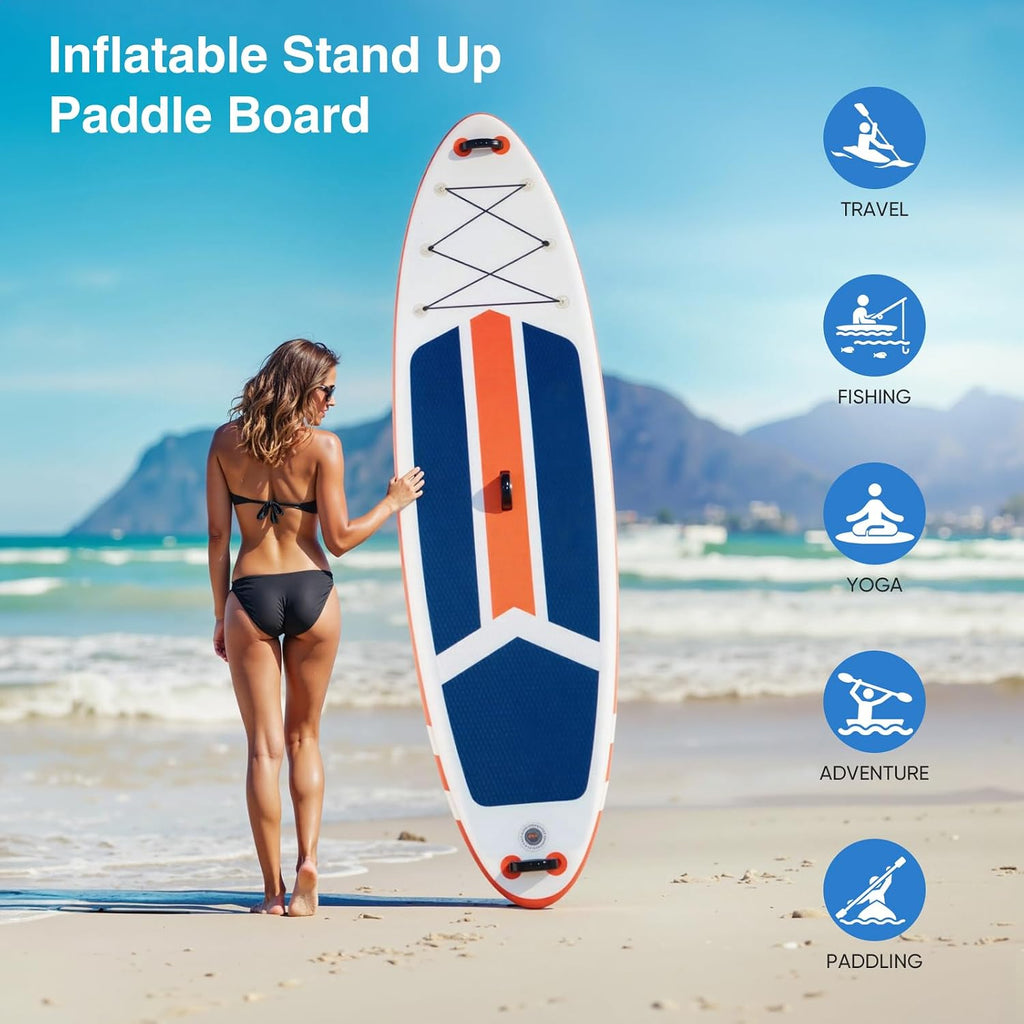 Sweetcrispy Inflatable Stand Up Paddle Board with Premium SUP Paddleboard Accessories,2-in-1 Paddle,Wide Stable Design,Non-Slip Comfort Deck for Adults & Youth of All Skill Levels