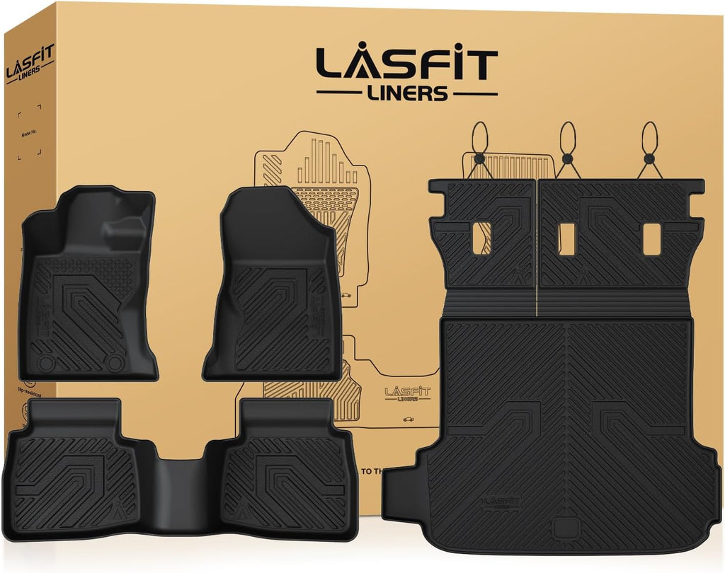 LASFIT Full Set Floor Mats for Subaru Outback 2026, All Weather TPE Custom Fit Floor Liners 1st & 2nd Row & Seat Back Mat & Cargo Mat for Outback 2026,Black