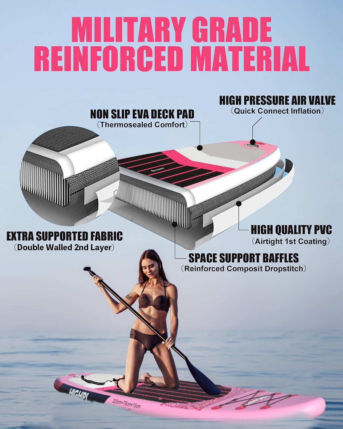 Inflatable Stand Up Paddle Board for Youth and Adults – Wide Sup with Premium Accessories, Blow Up Paddleboard for Surfing, Fishing, Yoga & More