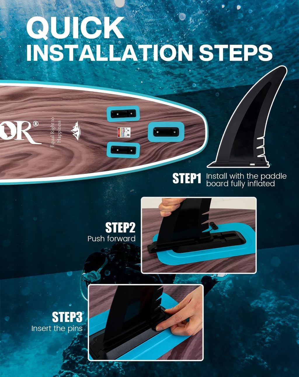 Tuxedo Sailor 10'6'/11' Inflatable Stand Up Paddle Board with SUP Accessories, Anti-Slip EVA Deck and Large Fin, Paddle Boards for Adults & Youth of All Skill Levels
