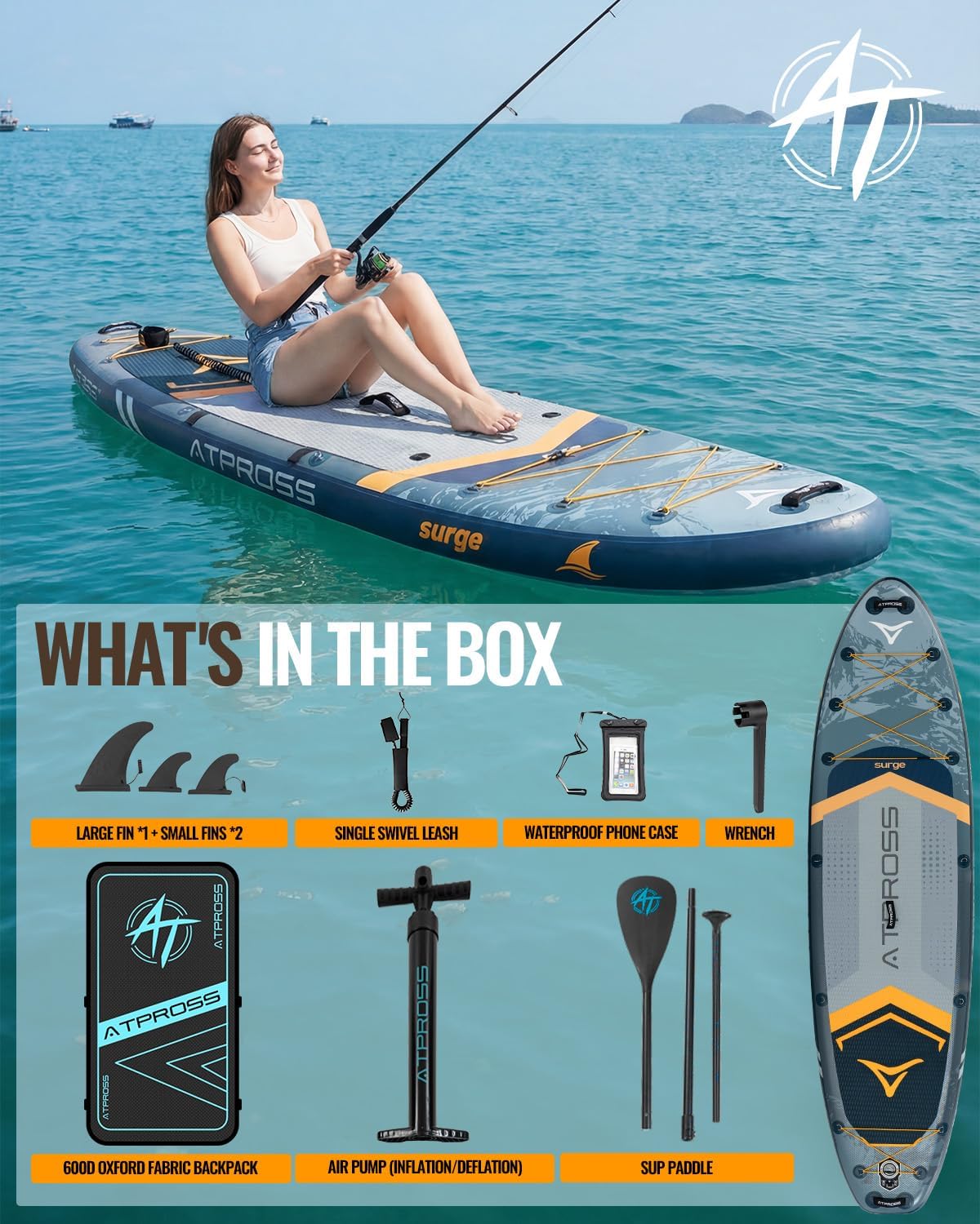 11'6'x35' Inflatable Paddle Board, 450lbs Extra Wide Stand Up Paddleboard for Adults with Premium SUP Accessories Kit & Backpack, Blow Up Kayak Non-Slip Stable Deck Boat for Yoga Fishing Surf