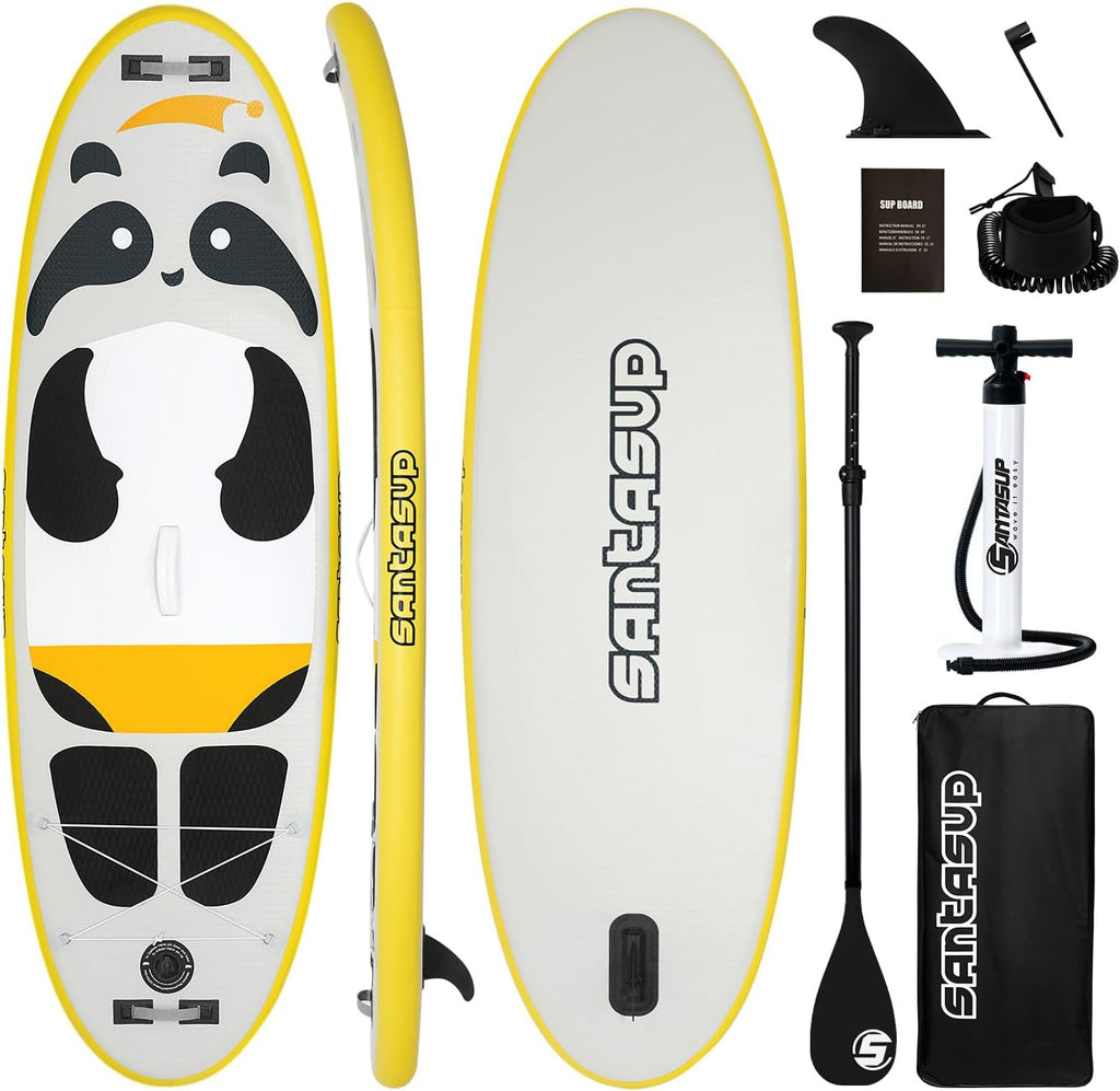 Kids Inflatable Paddle Board, 8ft Panda - Stand Up Paddle Board with Accessories, Durable & Stable Design, Wide Non-Slip Deck, Hand Pump for Youth & Kids