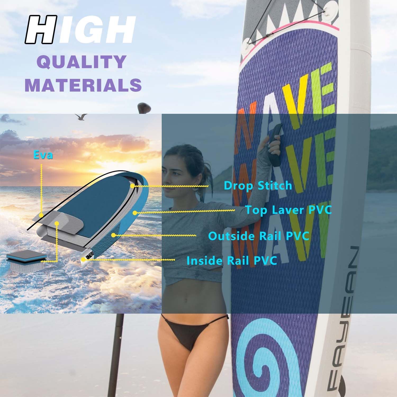 Inflatable Paddle Board,Extra Wide 10.6'/11' Stand Up Paddle Board with Sup Accessories,400lbs Capacity for Family with Safety Leash, All Skill Levels Sup for Yoga,Fishing,Surfing