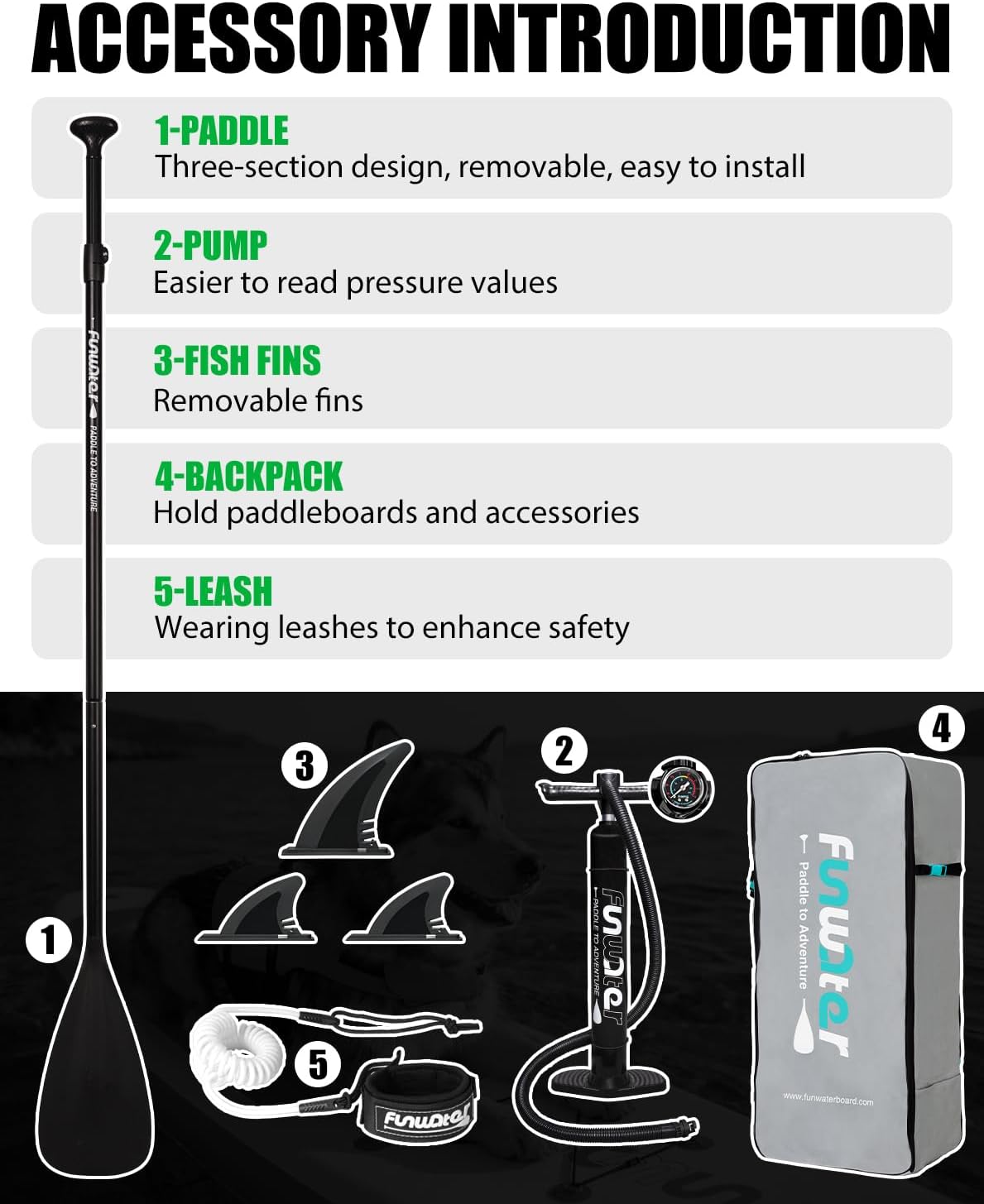 FunWater Inflatable Ultra-Light Stand Up Paddle Board for All Skill Levels with Premium SUP Paddleboard Accessories,Non-Slip Comfort Deck for Youth & Adults