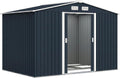 Outsunny 9' x 6' Outdoor Storage Shed, Garden Tool Metal Shed with Foundation Kit, Double Lockable Door, Air Vents and Sloping Roof, for Backyard, Patio, Lawn, Dark Gray