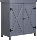 Outsunny Outdoor Storage Cabinet, Outdoor Tool Shed with Galvanized Top and Two Shelves for Yard Tools or Pool Accessories, Gray