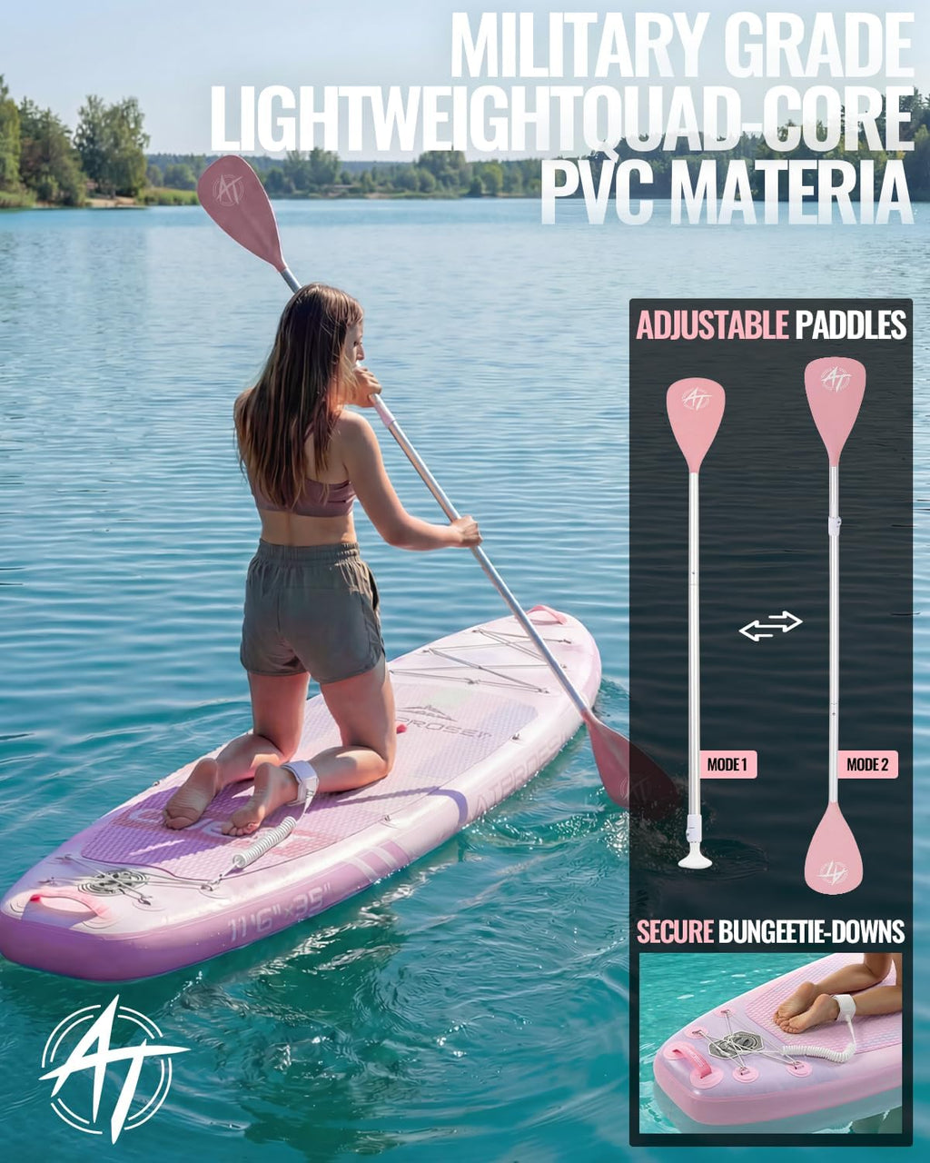 11'6'x35' Inflatable Paddle Board, 450lbs Extra Wide Stand Up Paddleboard for Adults with Premium SUP Accessories Kit & Backpack, Blow Up Kayak Non-Slip Stable Deck Boat for Yoga Fishing Surf