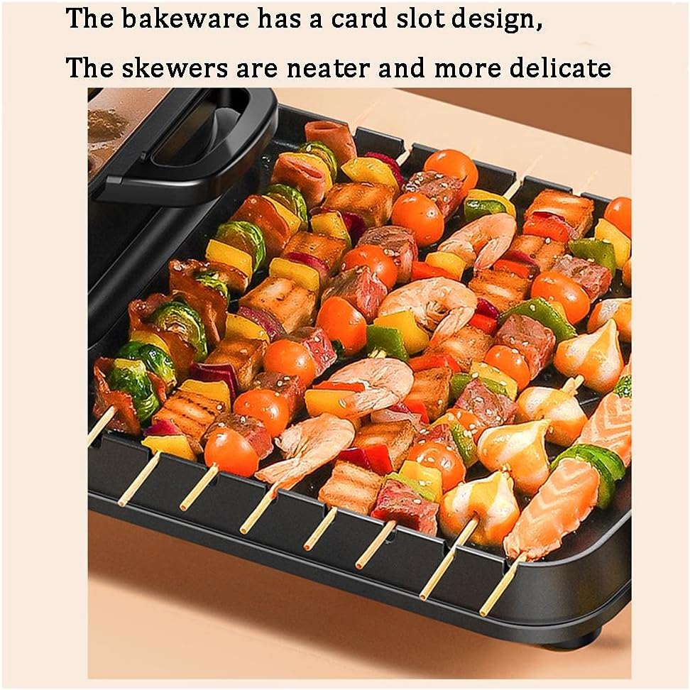 Electric Grill w/Hot Pot 2 in 1 Indoor Korean BBQ Grill,2200W Smokeless BBQ Hot Pot Double Pot,Non-Stick Pan,for 5-10 People (Single Pot)