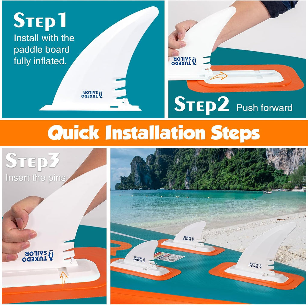 Tuxedo Sailor 10'6'/11' Inflatable Stand Up Paddle Board with SUP Accessories, Anti-Slip EVA Deck and Large Fin, Paddle Boards for Adults & Youth of All Skill Levels