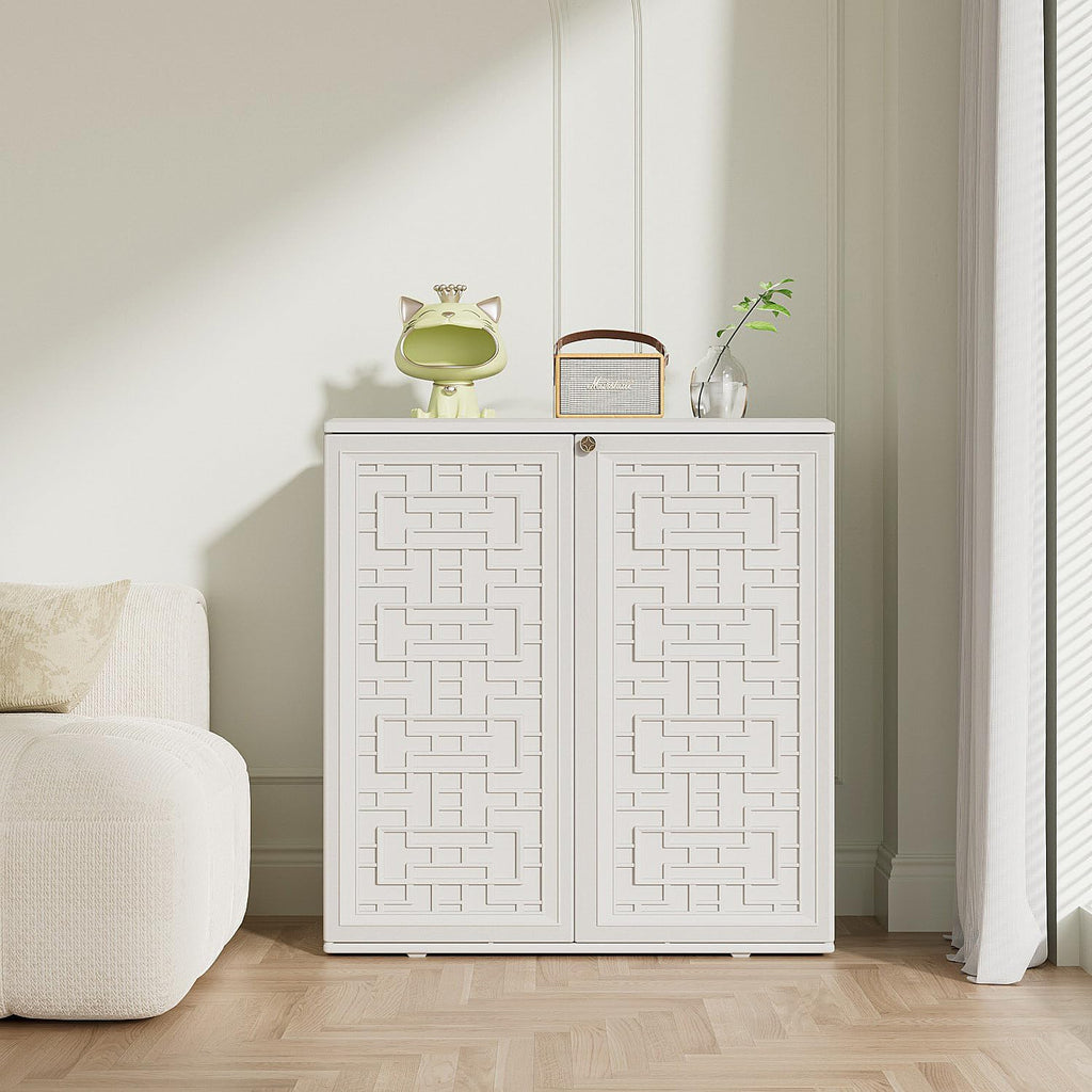 KINYING Outdoor Storage Cabinet Waterproof, Resin 62 Gallon Deck Box for Patio Furniture Cushions, Garden Tools, Pool Tools and Kids' Toys (Off White with 1 Shelving)