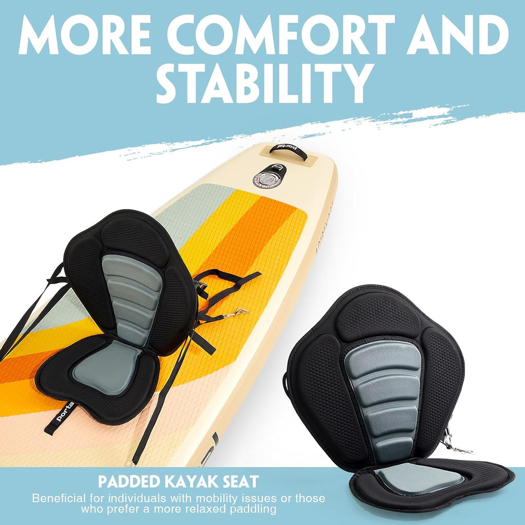 PORTAL SUP Inflatable Paddle Board for Adults 10'6'' Stand Up Paddleboard,Non-Slip Deck Blow up Paddle Boards with Adjustable Paddle, Carry Bag, and Repair Kit (Modern with Seat)