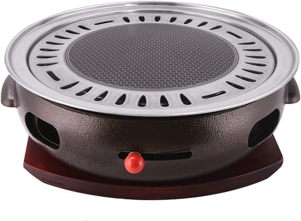 BBQ Barbeque Barbecue Grill, BBQ, Large Cast Iron Barbecue Meat Stove, Korean Household Charcoal Grill, Maifan Stone Baking Pan, Indoor Outdoor (Color : A)