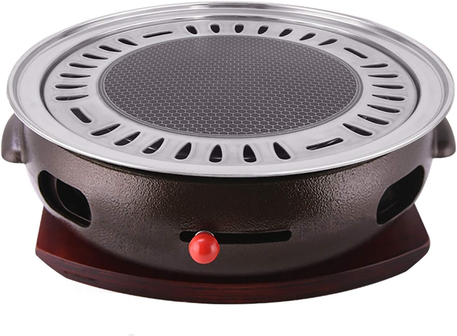 BBQ Barbeque Barbecue Grill, BBQ, Large Cast Iron Barbecue Meat Stove, Korean Household Charcoal Grill, Maifan Stone Baking Pan, Indoor Outdoor (Color : A)