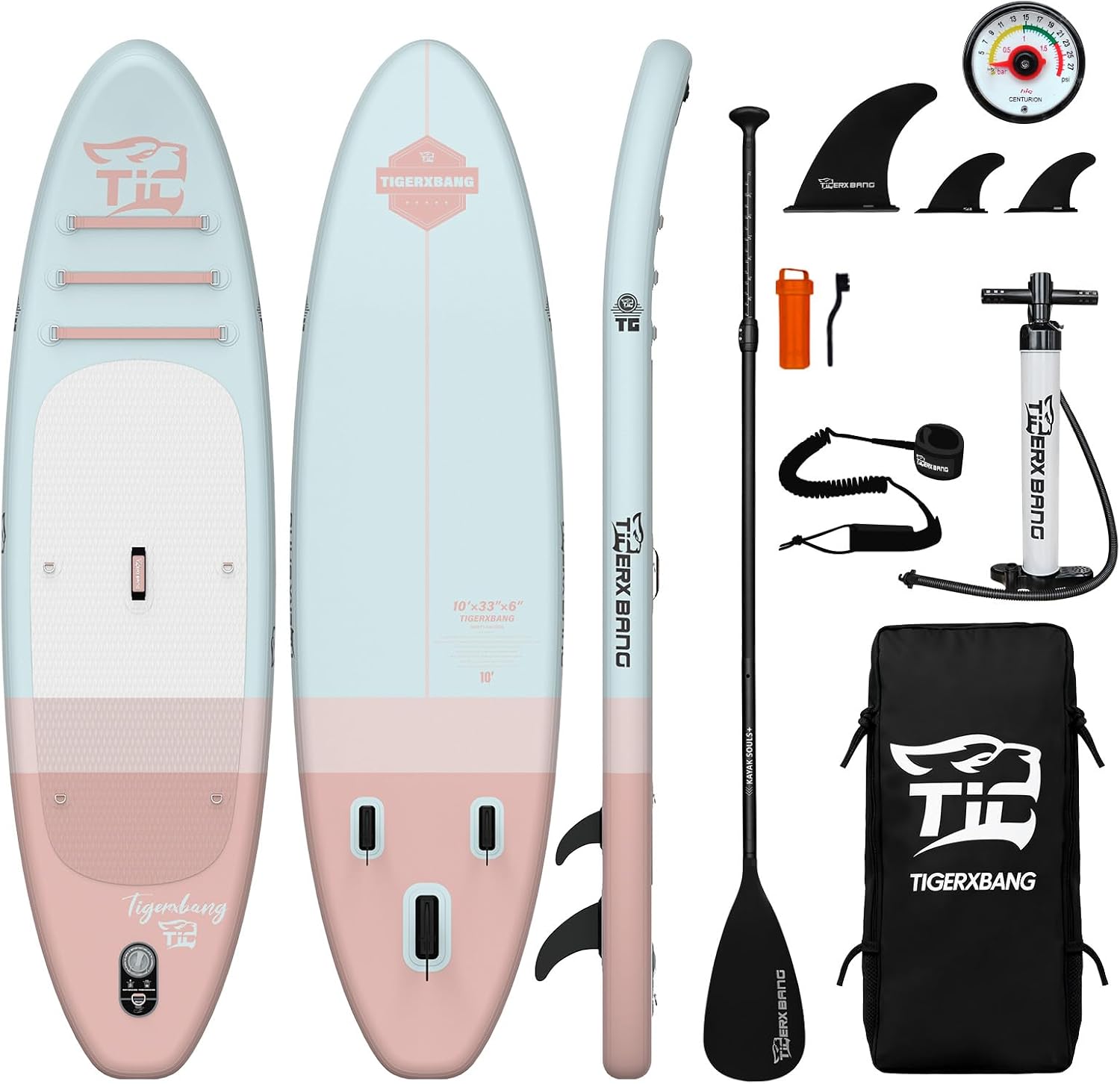 TIGERXBANG 11'6'/11'/10' Inflatable Paddle Board with Complete Accessories, Versatile Premium Paddle Boards for Adults/Youth, Stand Up Paddle Board Polar/Wave/Sunny Wave Collection