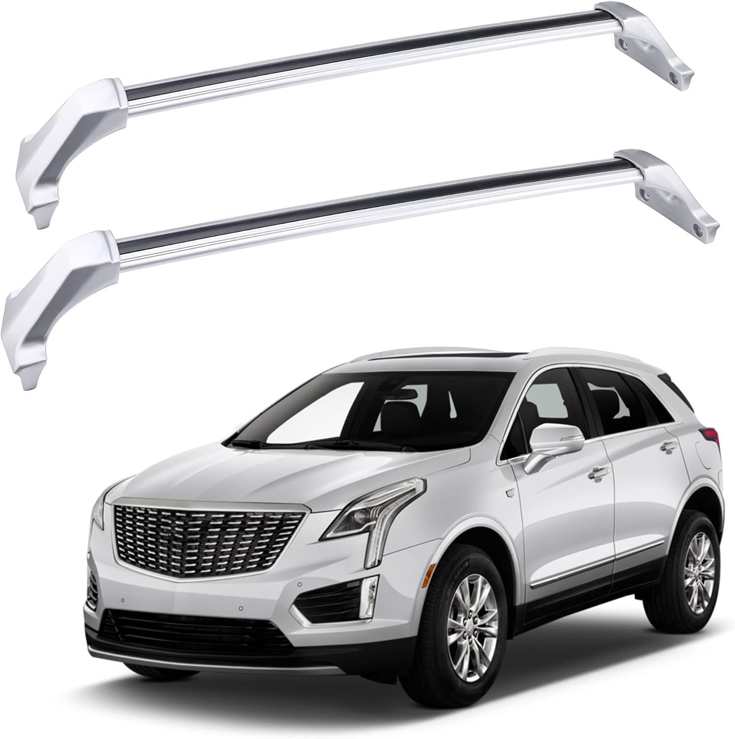 300Lbs Roof Rack Crossbars Compatible with Cadillac XT5 2017 2018 2019 2020 2021 2022 2023 2024 2025 2026, Aluminum Cross Bar for Rooftop Cargo Carrier Luggage Kayak Bicycles Snowboard
