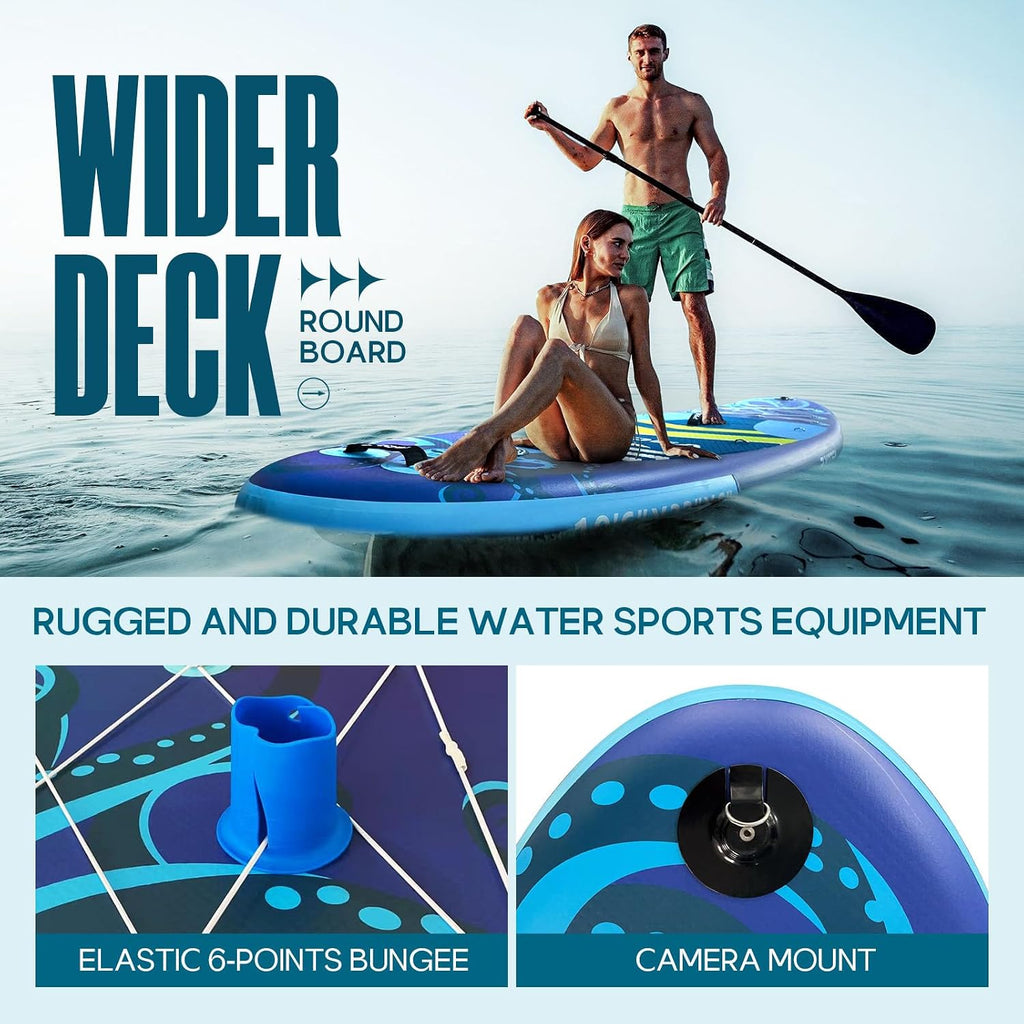 Paddle Boards for Adults, 10'6'/11'/11'6' Inflatable Paddle Board, Super Non Slip Eva, Stand Up Paddle Board with Removable Fins, Adjustable Paddle, Pump, Shoulder Strap, Leash, Standing Boat