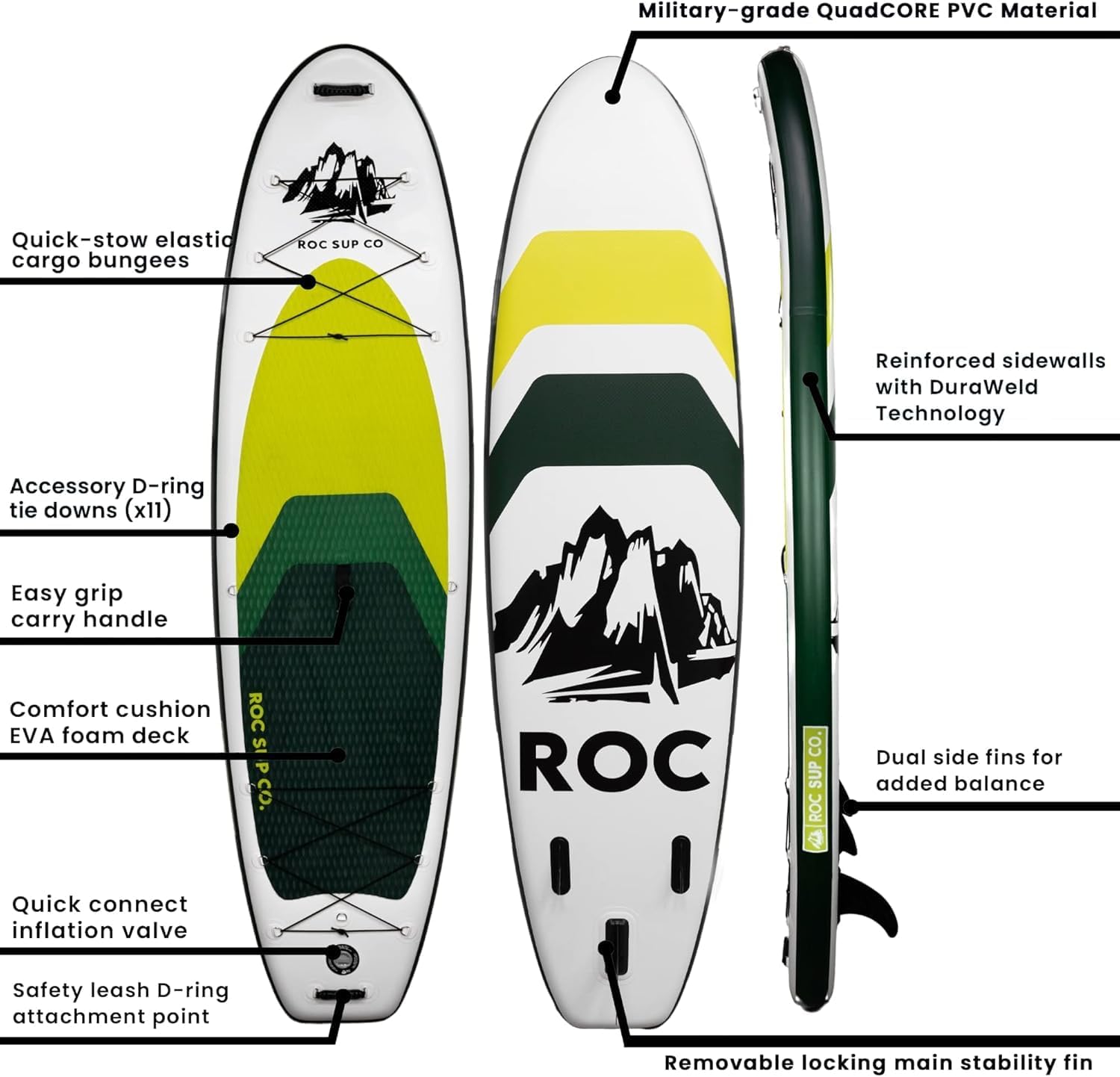 Roc Inflatable Stand Up Paddle Board 10' 6' with Premium SUP Paddle Board Accessories, Wide Stable Design, Non-Slip Comfort Deck for Youth & Adults