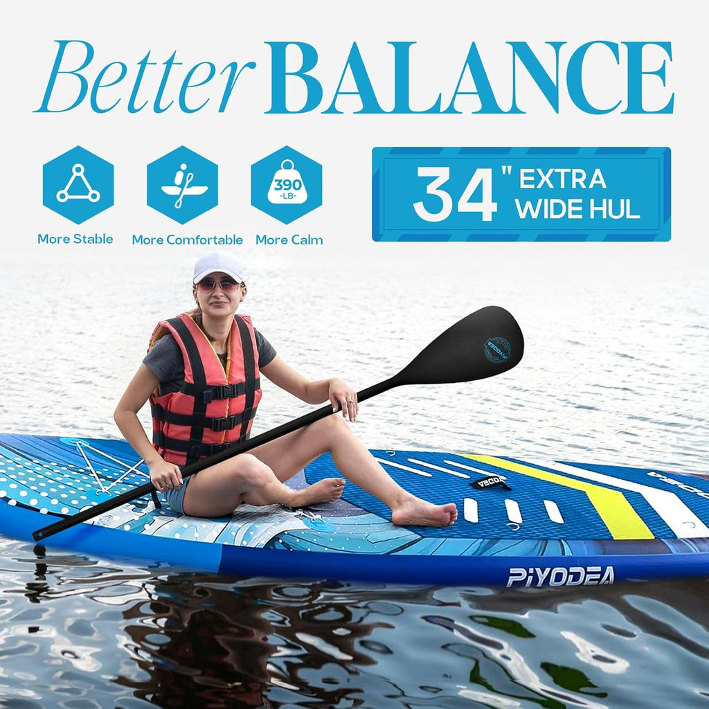 Paddle Boards for Adults, 10'6'/11'/11'6' Inflatable Paddle Board, Super Non Slip Eva, Stand Up Paddle Board with Removable Fins, Adjustable Paddle, Pump, Shoulder Strap, Leash, Standing Boat