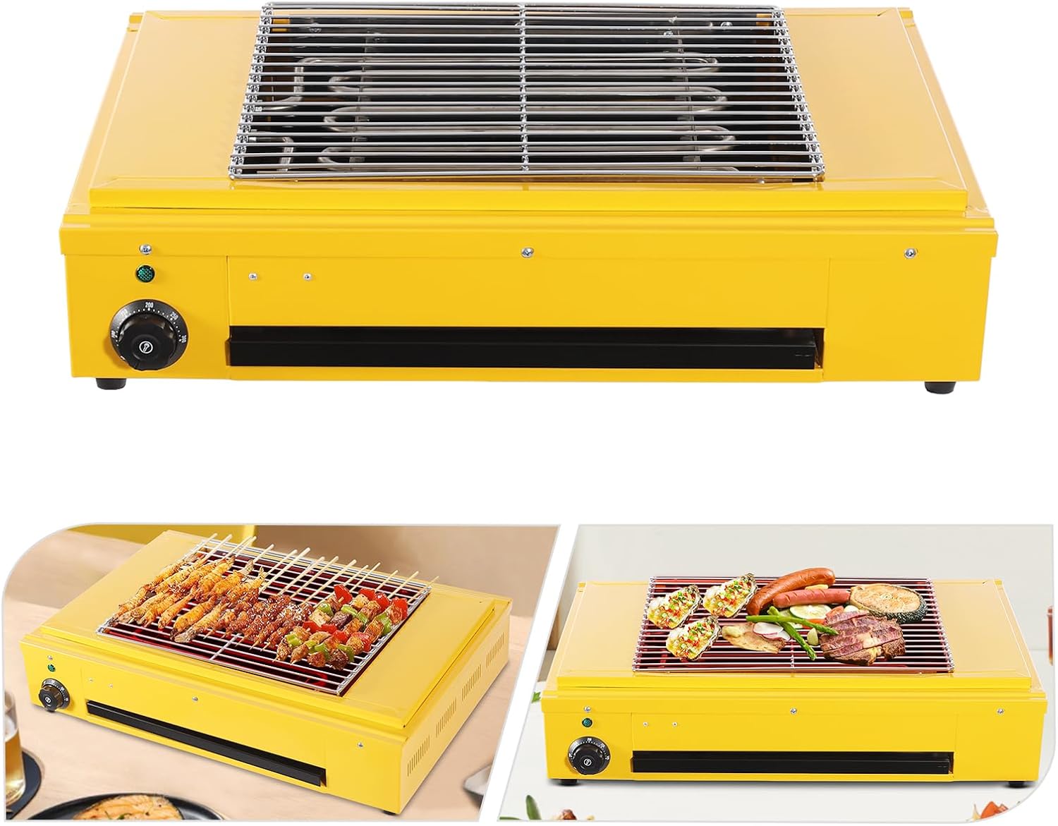 Electric Smokeless Indoor Grill, 1500W Korean BBQ Grill Pan with Temperature Control, Portable Stainless Steel BBQ Grill with Non-stick Removable Grill Mesh